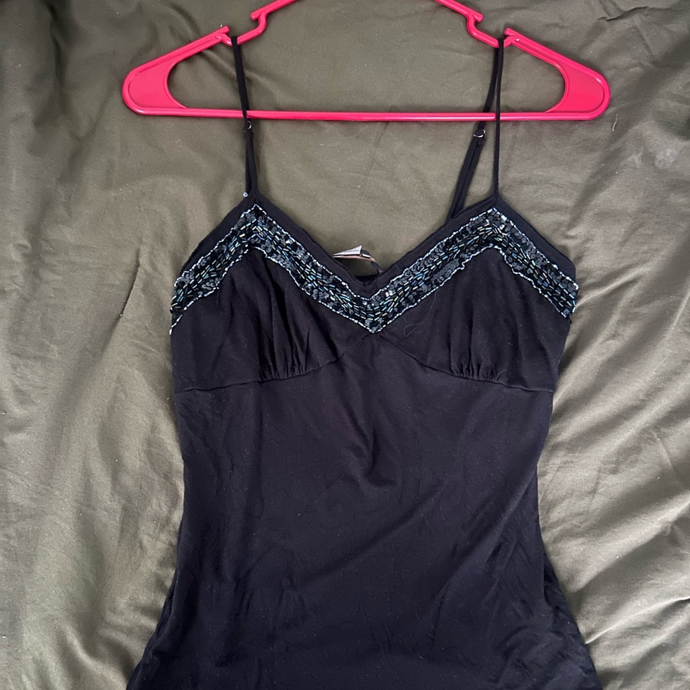 Y2K Vintage Sequin BCBG Black Cami